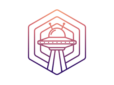 UFO Badge Design adobe illustrator badge design cosmos flat illustration freelance designer gradient icon gradients ufo