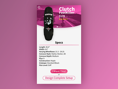 Clutch Skateboards ecommerce mobile shopping skateboard skateboarding store ui