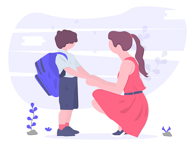 Back To School characters family free illustration school son woman