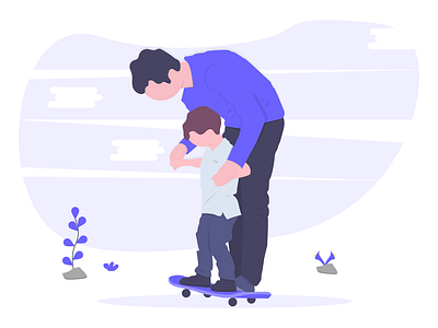 Fatherhood character family free helping illustration man parent son