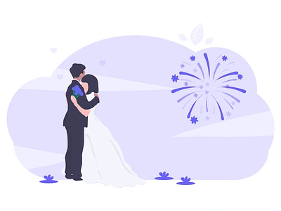 Wedding bride celebration fireworks groom happy husband love wife