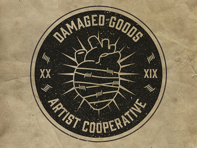 Damaged Goods Artist Cooperative artist barbed wire branding cooperative design heart illustration logo