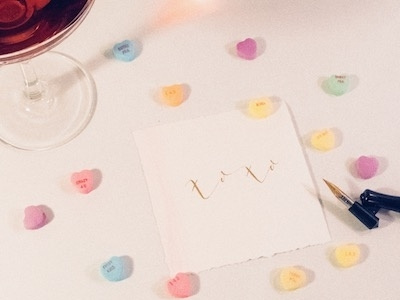 XOXO Conversation Hearts calligraphy design hand lettering typography