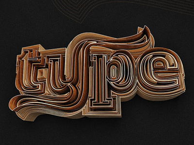 Type 3d 3d type 3d typography curves simple type typography wood