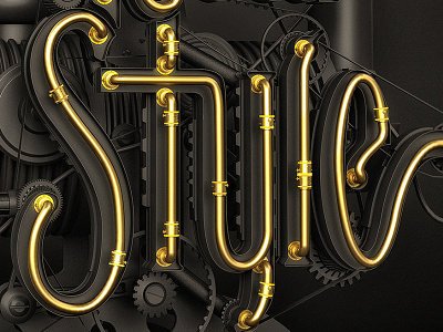 The New Style 3d typography black and gold engine gold type