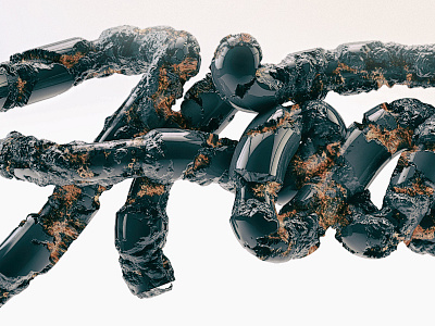 Heat 3d black lava molten type typography vray zbrush