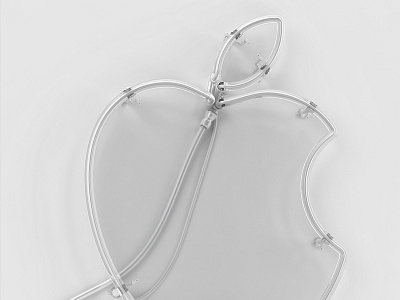 Apple inc. 3d apple computer logo minimal neon render simple white