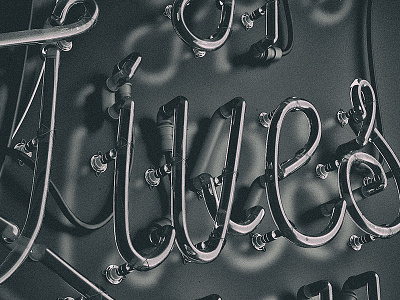 Type lives in the dark 3d light neon realistic render type typography