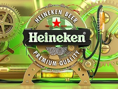 Let's make Heineken 3d alcohol beer gold heineken liquid machine steampunk