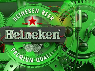Let's make Heineken 3d alcohol beer factory gears gold green heineken liquid machine steampunk