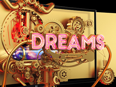 Power your dreams 3d dreams gold lg liquid machine mechanical neon paint steampunk