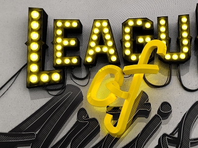 League Of Artists 3d artist black league light line neon type typography yellow