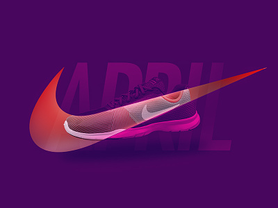 Nike active digital duotone graphics nike orange purple running sneaker type typography
