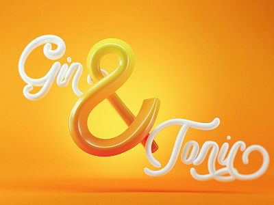 Gin & Tonic 3d type ampersand beverage drink gin gin and tonic opposites red type typography