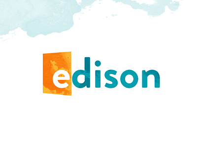 Edison blue clouds colorful light logo orange playful sky soft watercolor