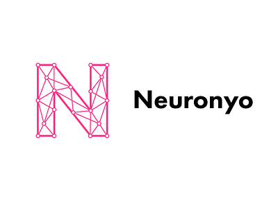 Neuronyo brain geometric logo modern neuron pink