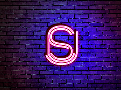 SJE blue logo modern monogram neon pink stroke