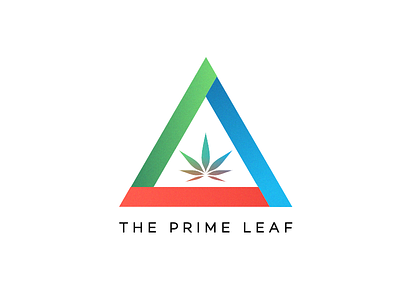 The Prime Leaf blue cannibis green leaf logo marijuana pyramid red weed