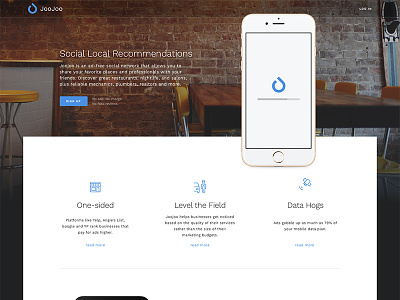 Joojoo Landing Page app clean minimal mobile photo splash startup website