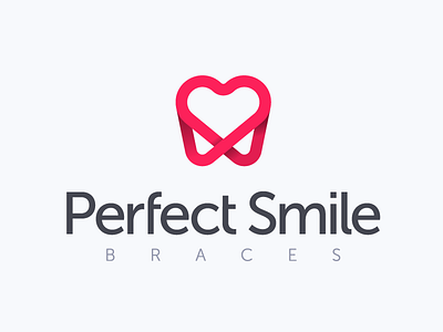 Perfect Smile braces brand dentist heart logo medical orthodontist pharmaceutical pink smile tooth