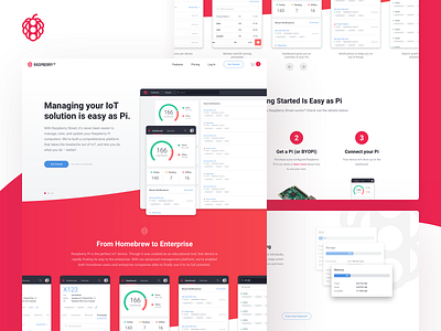 Raspberry Street - Landing app app branding branding design enterprise experience homepage interface iot landing landing page platform product branding raspberry pi red responsive startup ui web website
