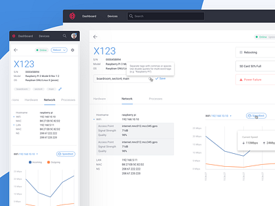 Raspberry St - Network Monitoring app app branding blue branding design enterprise experience graph interface iot network platform product design raspberry pi responsive startup ui ui design ux web app