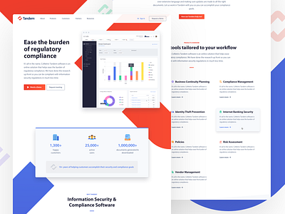 Tandem - Homepage app bank blue branding check dashboard design enterprise finance homepage icons landing logo red software startup ui ux web website