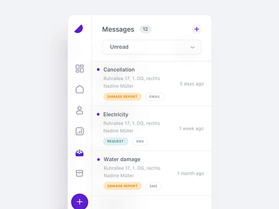 🏠 Sidebar - Property Management Dashboard animation app app icon profile color clean page ui dashboard empty state app finance inbox contact new mail mailbox message messages navigation property management sidebar ui user interface user interface flat minimal ux website navigation logo plus add