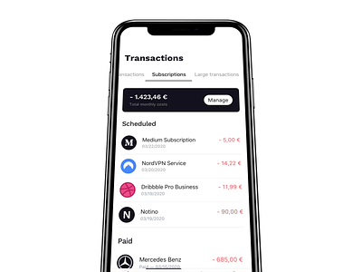 Finance Mobile Application Interaction animation app balance button clean finance graph illustration interaction manage account minimal mobile motion mp4 transaction transaction details ui user interface ux