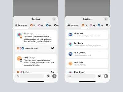 Dogma - Reactions app bottom sheet clean comment design fintory input field mobile mobile app quora slider social ui ux video reacting