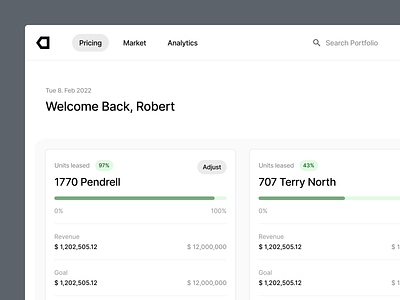 Property Management - Dashboard Exploration app branding clean dashboard desktop light design minimal design navigation property management rental revenue top bar navigation ui user user interface ux web