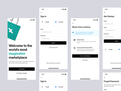 E-Commerce - Onboarding app app design checkout clean clothing app dashboard e commerce fashion filters mobile online store order summary product list shop app shopify shopping cart ui ui kit user interface ux