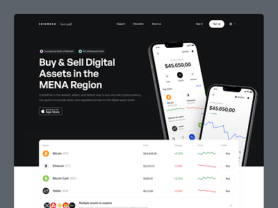Crypto Project app bitcoin blockchain btc clean crypto crypto app defi ethereum exchange finance fintory hero section investments minimal ui ux wallet