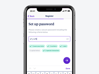 Set Up Password app button color create design flat form input ios13 minimal password typography ui user experience user interface ux validation