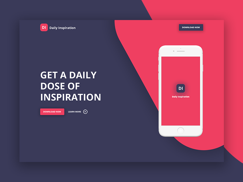 Mobile app landing page landing page design web ux header dailyui webdesign ui app