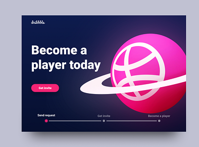 Become a player - Dribbble invite 3d design dribbble invite dribbble invites landing page ui ui design ux uxdesign web web design