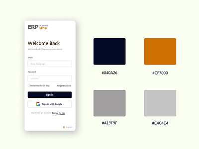 Mobile Login Screen for ERP Project