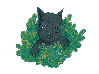 Werewolf brushes character cute drawlloween illustration october plants texture werewolf