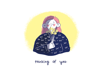 thinking of you cute illustration