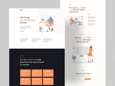 Digital agency landing page agency agency website branding character color creative design agency digital header illustration illustrations landing page minimal research typography ui ux web webdesign website