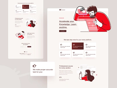 Landing page branding business character course design enroll gradient header illustration illustrations landingpage learning learning management system lms ui ux web webdesign website website design