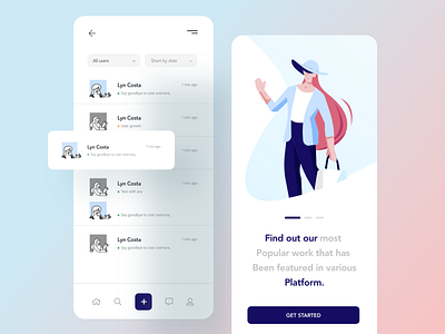 mobile application design exploration business character chat design header illustration illustrations ios ios app mobile mobile app design mobile ui trendy typography ui user experience userinterface ux web website