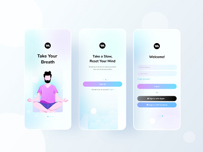 Mental Health Mobile Application agency android branding breath character color design illustration illustrations ios meditation mental health mobile mobile app mobile app design mobile design typography ui web website