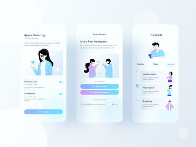 Mental Health - part 5 android application character color design header hybrid app illustration illustrations ios meditation mental health mobile app typography ui uiux ux web website workout