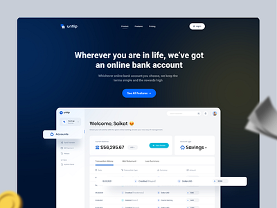 Web application landing  page