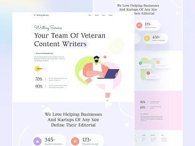 Writing Service Agency agency branding business content design header illustration illustrations landing page trend ui uiux user experience user interface ux vector web web design website writing
