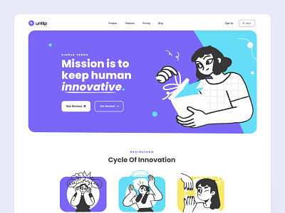 Landing Page agency branding business design graphic design header illustration illustrations landing page product design research trendy ui user experience user interface ux vector web web design website