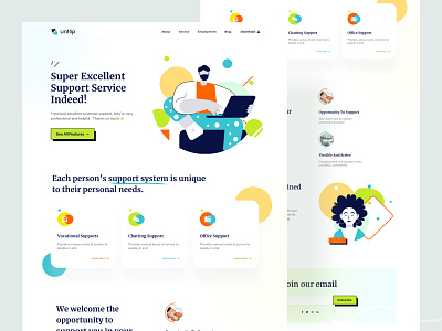 Support Service Firm agency branding business design digital header hiring illustration illustrations job product design remote service support trendy ui uiux ux web website