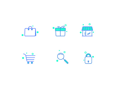 Icons art bag cart gift icon icons illustration illustrations lock market pack search