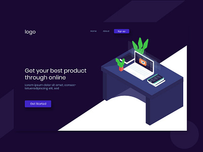 Header E Commerce commerce e environment header illustration illustrations isometric laptop table tree web